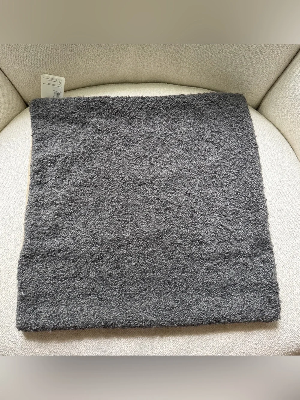 Pottery Barn Boucle Pillow Cover 20x20 Charcoal Gray NWT Cover Only Rare